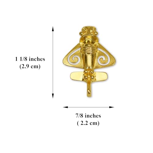 Real Metal Quimbaya Flyer Pin 24K Gold Finish Pre-Colombian Ancient Alien Artifact Lapel, Hat, Jacket or Backpack Pin2