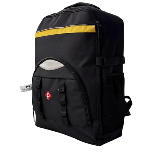 Image of PAHAL 19 Inch Heavy Duty Tool Backpack - Multipocket Fabric Tool Storage Organizer for Electrician, Technician, Service Engineer, Mechanic & Carpenter, Yellow Black-Titan Max