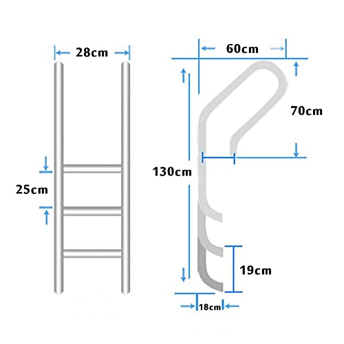 Escalera para piscina de 3 peldaños acero inoxidable miniatura 7