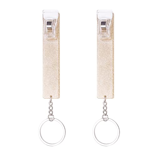 XIANGXING Newest Upgraded 2PCS Credit Card Puller Cute Debit Bank Card Grabber for Long Nails ATM Keychain Women with Plastic Clip (Brown + Brown)