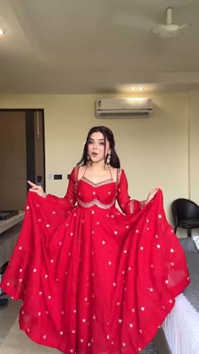 Image of Beautiful Embroidered Anarkali Gown for Women ||Festive Outfit with Intricate Detailing