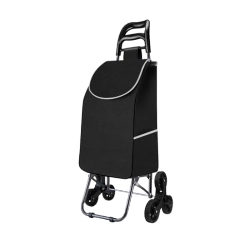 Einkaufswagen, Trolley 6 Räder Treppensteigen Tasche Abnehmbare 45L Große(Black)