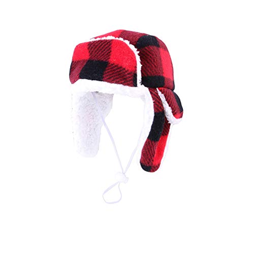SEIS Christmas Dog Hat with Earmuffs Winter Adjustable Pet Red Plaid Pet Cap Xmas Dog Headwear for Small Medium Large… - Image 4
