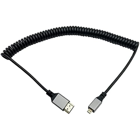 LiKuCo Coiled Micro HDMI to HDMI Cable 4k, Stretch Spring HDMI to Micro HDMI Braided Coiled Cable for 1080P, 4K, 3D Cover
