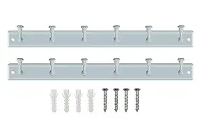 Caneuf Metal 6 Hook Door/Wall Cloth Hanger with Screws for Bathroom Kitchen (White) - Pack of 2