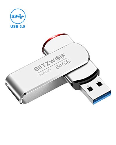 64GB Chiavetta USB3.0, BlitzWolf Unità Flash Pendrive, Pennetta Memoria USB Portatile, Flash Memory Drive, USB Stick, Mini LED Colorato Memory Stick per PC/Laptop/Smart TV/Autoradio/Regalo/Scuola