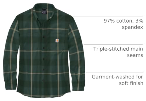 Image of Carhartt Men's Rugged Flex Relaxed Fit Midweight Flannel Long-Sleeve Plaid Shirt