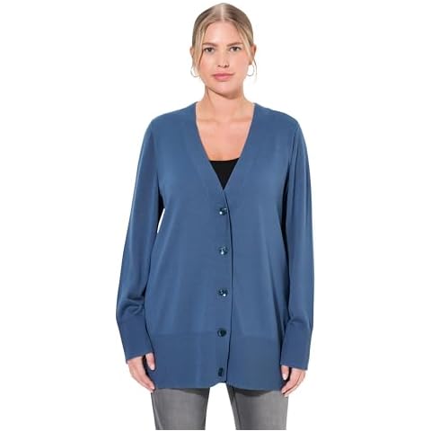 Ulla Popken Women's V-Neck Button Sweater Cover