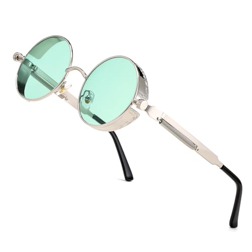 HJSTES Round Steampunk Sunglasses