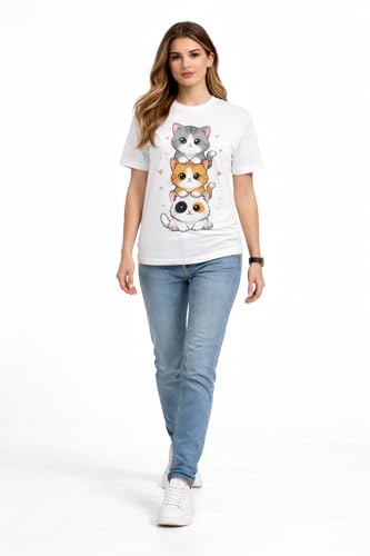 Image of Women Graphic Printed T-Shirt | Stylish Casual Half Sleeve Round Neck Cotton Tee | Trendy Printed Top for Girls & Women