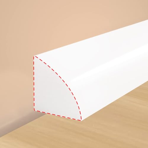 Flexible Quarter Round Molding Trim, Peel and Stick Moulding Wall Trim Self-Adhesive Rubber Caulk Seal Strip Edge Trim for Bathtub, Countertop,Bathroom,Sink,Cooktop(White 2 Meter)