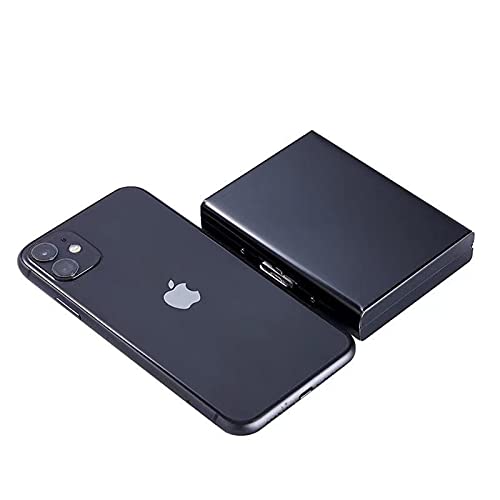 RFID BlockingStainless Steel Credit Card Holder, Men Women Metal Slim Wallet For Driver's License, ID Cards, Credit Cards, Or Business Cards (Black 10 grid)2