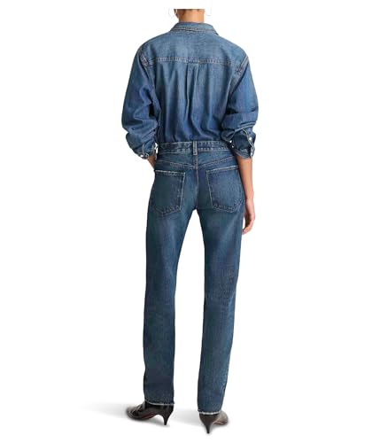 Madewell Womens Dean Easy Straight Jean in Greendale Wash3