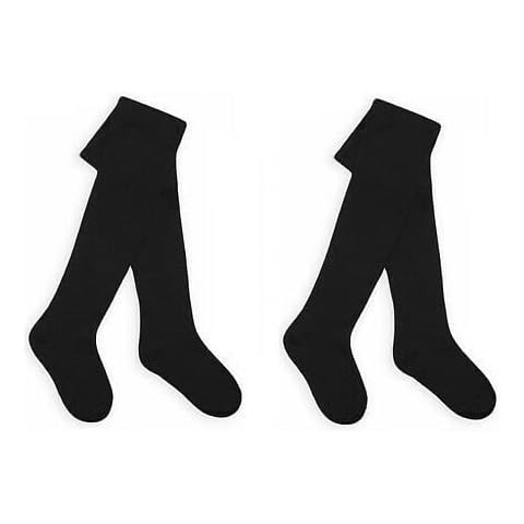 Girls Cotton Rich Black Tights Plain Soft Climate Friendly 2 Pairs (as8, age, 5_years, 6_years, regular, 5-6 Years) Cover