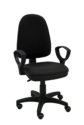 La Silla de Claudia - Silla Oficina Torino con Brazos Fijos | Silla ergonomica Giratoria y de Altura Ajustable con Soporte Lumbar | La Mejor Silla ergonomica Escritorio con Ruedas Parquet | Negro