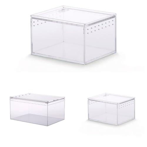 LightRise爬虫類飼育箱 オールインワン 漏れ防止 通気性 透明飼育箱 トカゲ/魚/ヘビ/カエル/昆虫などに最適 漏れ防止アクリル (10.3*8.3*6cm)