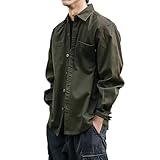 Generisch Arbeitshemden Herren Langarm Freizeithemd Hemden Cargo Vintage Sommerhemd Button Down Herrenhemd Mit Brusttasche Wanderhemd Loose Fit Knopfleiste Angelhemd Outdoorhemd