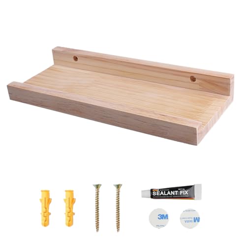 quiodok 30×12 cm Estantes de Pared Flotante Madera Clásicos Modernos, Balda Madera para Marcos de Fotos, Adornos, Salón, La Sala de Estar, La Habitación de Los Niños, Dormitorio, Oficina (Natural)