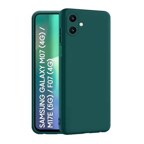 Image of CEDO Back Cover for Samsung Galaxy M07 (4G) / M17e (5G) / F07 (4G) | Camera Bump Protection & Inner Velvet Fabric Lining | Ultra Slim Matte Soft Rubberised Case Cover (Green)