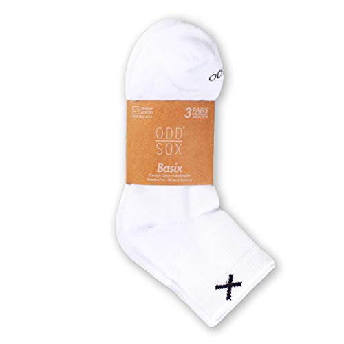 Odd Sox Basix White Quarter Socks, Men Women, Athletic, Lightweight, 3 Pack2