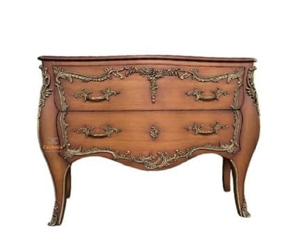CasAmin Home & Living Cómoda retro de estilo barroco francés, 120 cm de ancho, hecha a mano, de madera, con 2 cajones, para la decoración del dormitorio