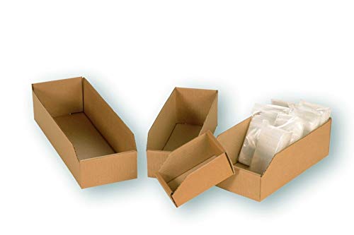 Pack 50 Gavetas de Cartón 295x105x100mm. Precinto no necesario. Automontable. Ideal para piezas pequeñas. Cartón Kraft.