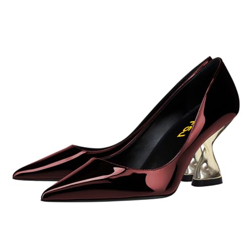 FSJ Women Closed Pointed Toe Pumps Twist Mid Heels Slip On Wedding Party Casual Office Dress Shoes Size 4-16 US2