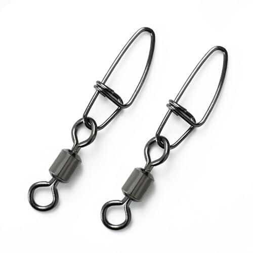 BLUEWING 50pcs High Strength Fishing Snap Swivels Saltwater Connector Crosslock Tackle for Quick Connect Fish Lures, 60LB