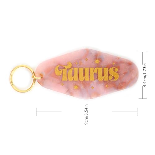 Astrological Leo Zodiac Sign Acrylic Keychain with Gold Stars