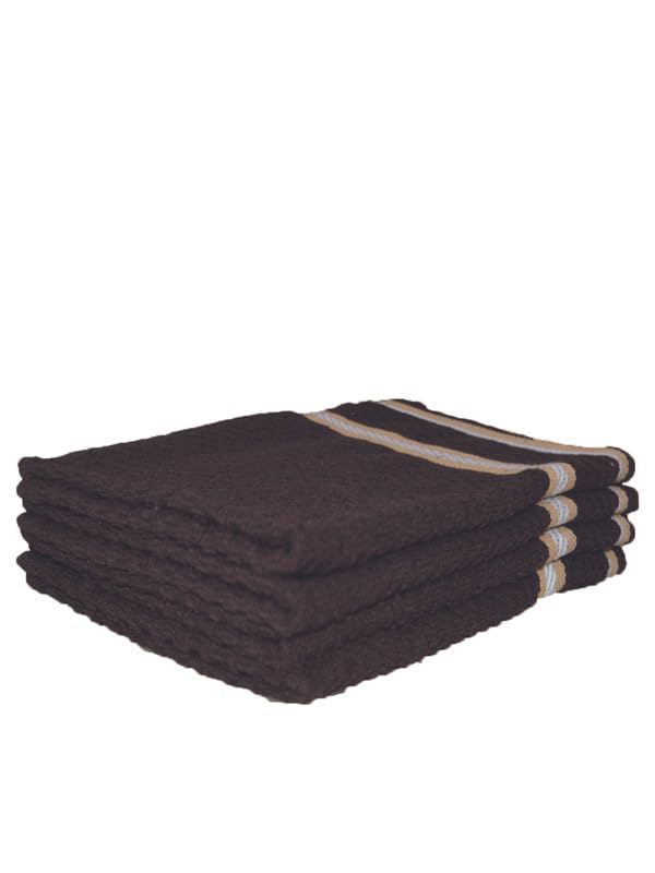 Image of Athom Living Popcorn Textured Solid Cotton Hand Towel Brown 35x55 cm Set of 4