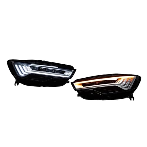 PANBJ Phare Avant Compatible avec Audi A6 C7 2012-2018, phares LED, Feux de Jour, Clignotants, Feux de Route, lentille de projecteur Angel Eye(16-18)