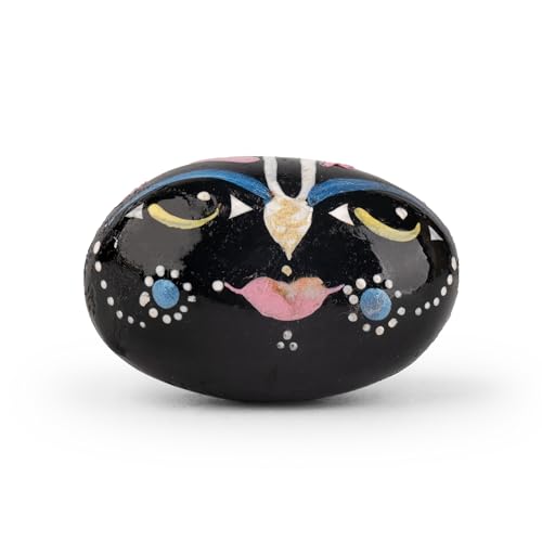 Tarini Gallery Shaligram Stone Natural Black Shiva Small Hand Painted Religious Stone Shila for Divine Blessings Pooja Temple Size 2 inches Approx. (Colored Shaligram)