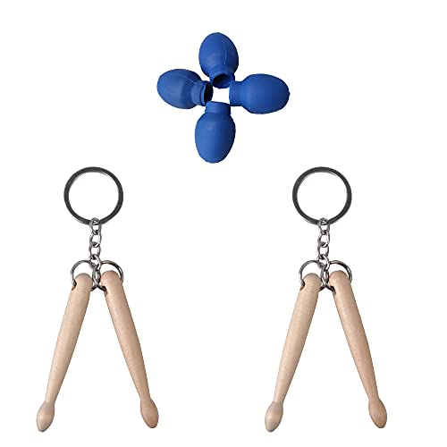 Rubber Blue Drum Mute Drumstick Silent 2 Pieces Mini Wooden Drumstick Keychain miniatura 1