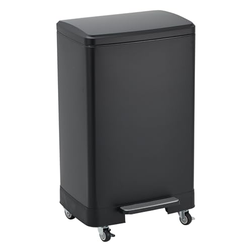Caneca de basura rectangular de acero inoxidable 60 L con ruedas miniatura 3