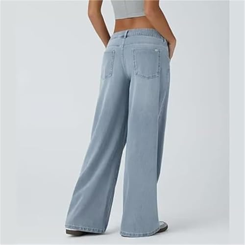 Asymmetrical Low-Rise Loose Jeans, Washed Casual Jeans, Baggy Stretch Jean with Asymmetric Hem3
