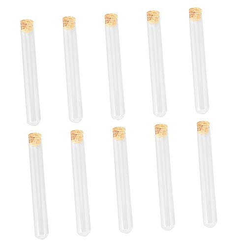SOLUSTRE 10 Piezas Tubo De Ensayo De Vidrio Tubos De Monedas Bastidores Frasco Vasos Para Muestras Con Tapa Estante Equipo Pre Prueba Alcohol Tubo Transparente Tapas Botella De Agua