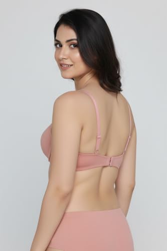 Image of Zivame Padded Plunge Wired Medium Coverage Tshirt Bra-Silver Bullet