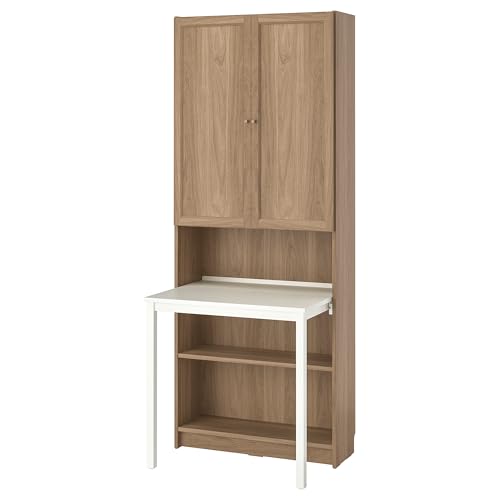 ProTuning BILLY/OXBERG Librería con escritorio, efecto roble/blanco, 80 x 202 cm