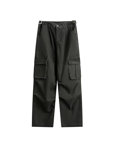 SANGTREE Men's Relaxed Fit Cargo Pants Knee Pleated Vintage Straight Casual Baggy Trousers