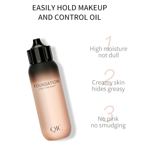 Preocea Liquid Foundation, QIC Full Coverage Soft Matte Foundation, 24HR Long Lasting Face Foundation, Moisturizing Waterproof Makeup Foundation for Women, 30g, M01 Ivory - Image 7