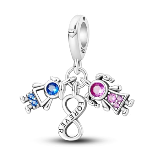 NARMO S925 Charms Argento per Braccialetti Forever Boy & Girl Dangle Charm Bead per Amore