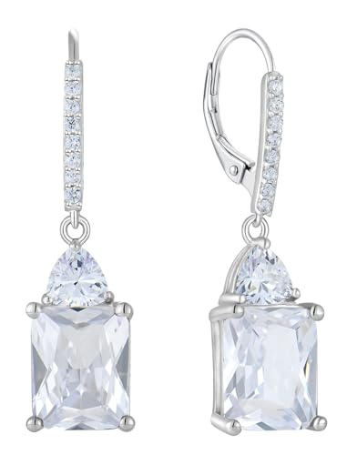 Emerald Cut Dangle Earrings Sterling Silver Birthstone Jewelry for Women