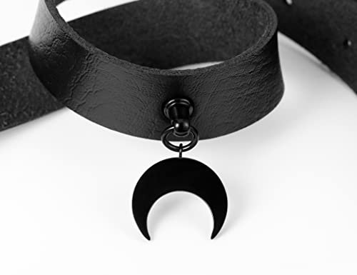 Black Choker Goth Necklace Pu Leather Choker Necklace for Women With Pendant Punk Emo Jewelry Gothic Collar Adjustable3