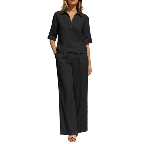 Conjunto casual de dos piezas transpirable con cuello redondo para mujer