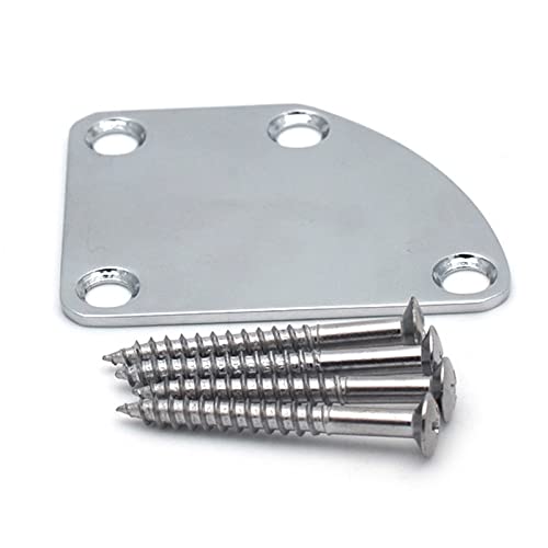 4 Holes Electric Guitar Neck Plate Curved Semi Round Neck Joint Back Mounting Plate Replacement With Screws
