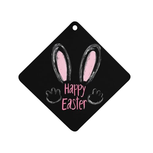 Happy Easter Car Air Freshener Hanging Aromatherapy Tablets for Car Accessories Rhombus