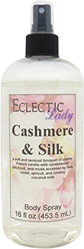 Eclectic Lady Cashmere and Silk Body Spray, Double Strength, 16 ounces, Body Mist for Women with Clean, Light & Gentle Fragrance, Cologne with Soft, Subtle Aroma For Daily Use