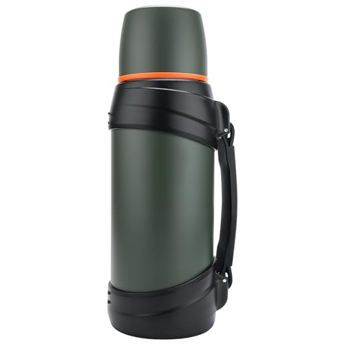 Olerd Termos de café grandes de 64 onzas/medio galón para viajes, jarra de agua aislada clásica al vacío con taza de plástico, botella de bebidas aislada al vacío de acero inoxidable de 2.0 L para