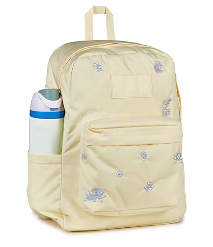 Image of JanSport Superbreak Plus FX Backpack - Work, Travel, or Laptop Bag with Water Bottle Pocket, JanSport Superbreak Plus Fx, Slow N Steady Emb Lemon Ice /Blue /Pink