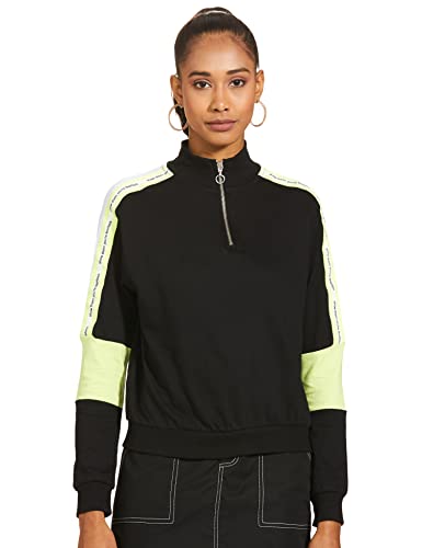 Image of Max Cotton Women Colorblocked Sporty Round Neck Sweatshirt